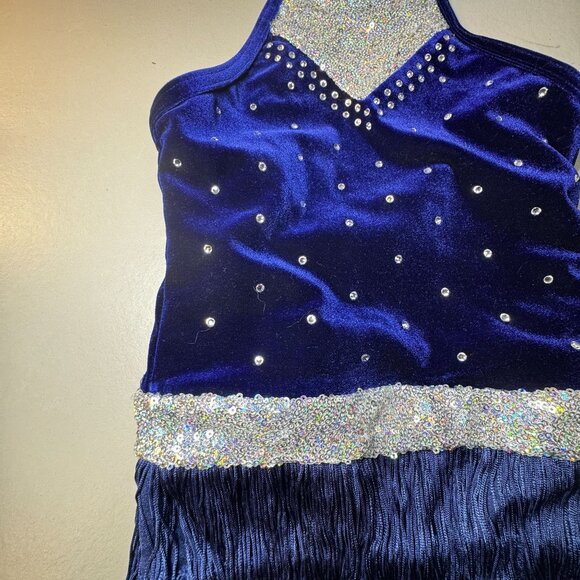 Twist My Hips WEISSMAN Crystal Plush Fringe Skirt Dance Dress - Picture 6 of 12